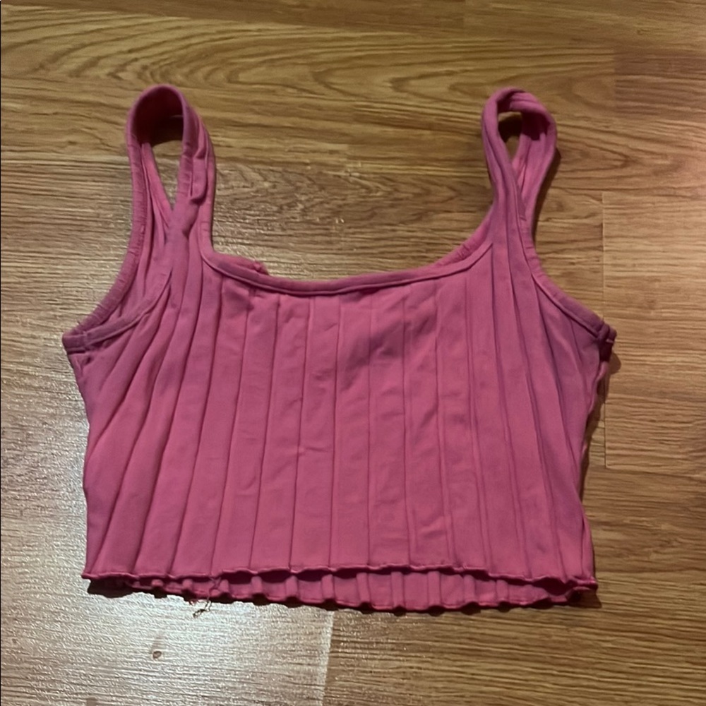 Pink Ribbed Crop Top - Picture 2 of 2